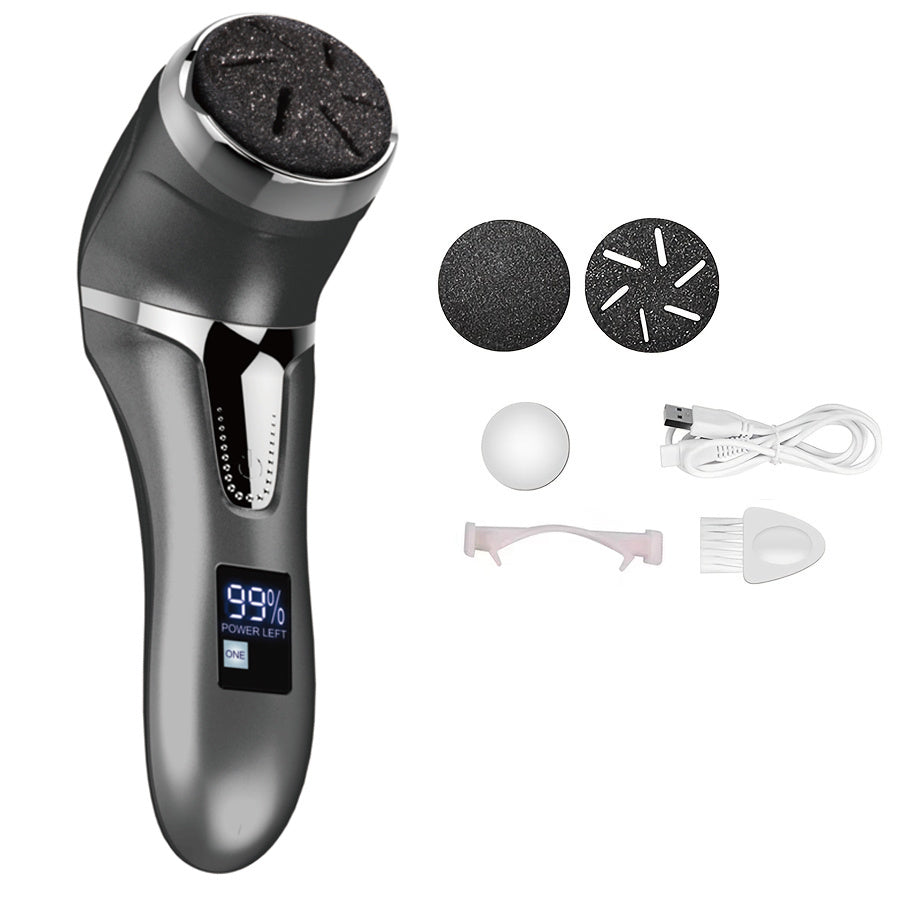 Rechargeable Electric Callus Remover with Vacuum Cleaner - Professional Foot Care Kit with LCD Display, 3 Heads & 2 Speeds - Removes Dead Skin & Smooths Feet