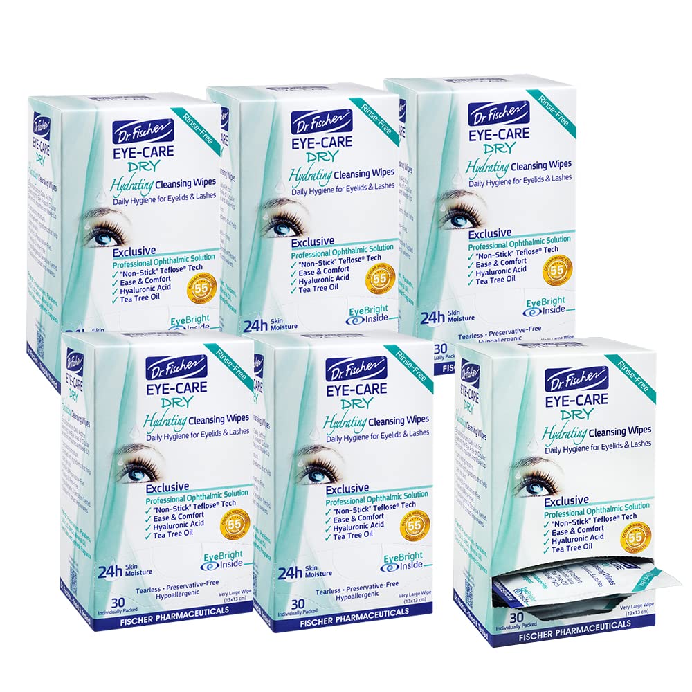 Dr. Fischer Eyelid Wipes for Clear Eyes. Everyday Eye Wipes for Dry, Red or Allergy Eyes. Hypoallergenic Makeup Remover.
