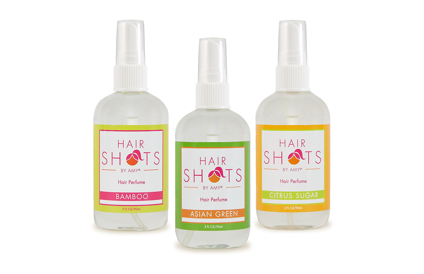 Hair Shots Heat Activated Hair Fragrance Always Fresh & Crisp Bundle 3 Items: Asian Green, Bamboo, Citrus Sugar