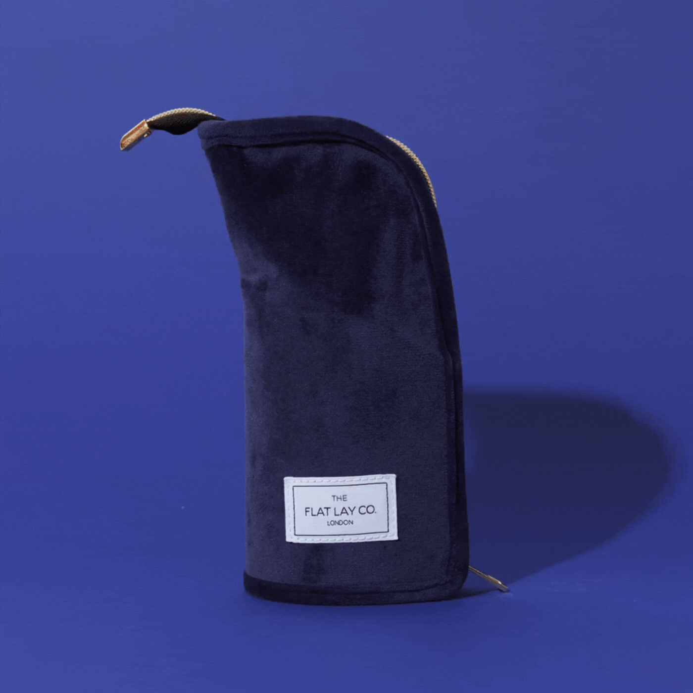 Deep Blue Velvet Standing Brush Case and Pot
