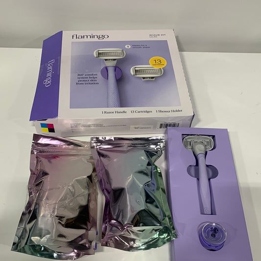 Flamingo Lilac Shave Kit, Razor Handle + 25 Cartridges