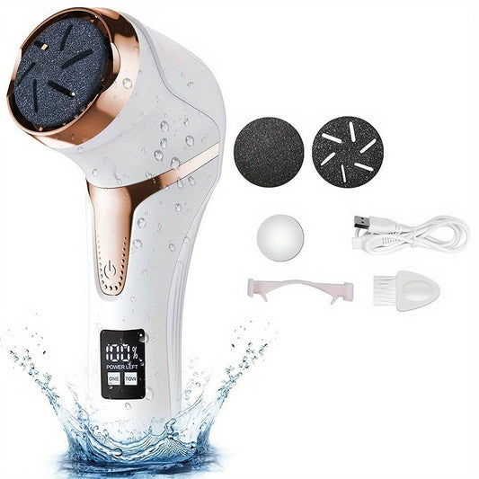 Rechargeable Electric Callus Remover with Vacuum Cleaner - Professional Foot Care Kit with LCD Display, 3 Heads & 2 Speeds - Removes Dead Skin & Smooths Feet