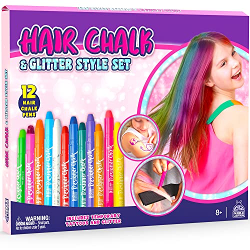 PURPLE LADYBUG 12 Colors Washable Hair Chalk for Girls, Temporary Hair Color for Kids - Easter Basket Stuffers for Teens, 8 9 10 11 12 Year Old Easter Basket Ideas, Birthday Teen Girl Gifts