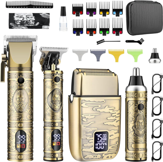 GSKY Hair Clippers for Men Professional,Beard Trimmer Kits & Sets, Cordless Mens Hair Trimmer, Electric Shavers, Haircutting Machine with LED Display, for Barber,for Gifts