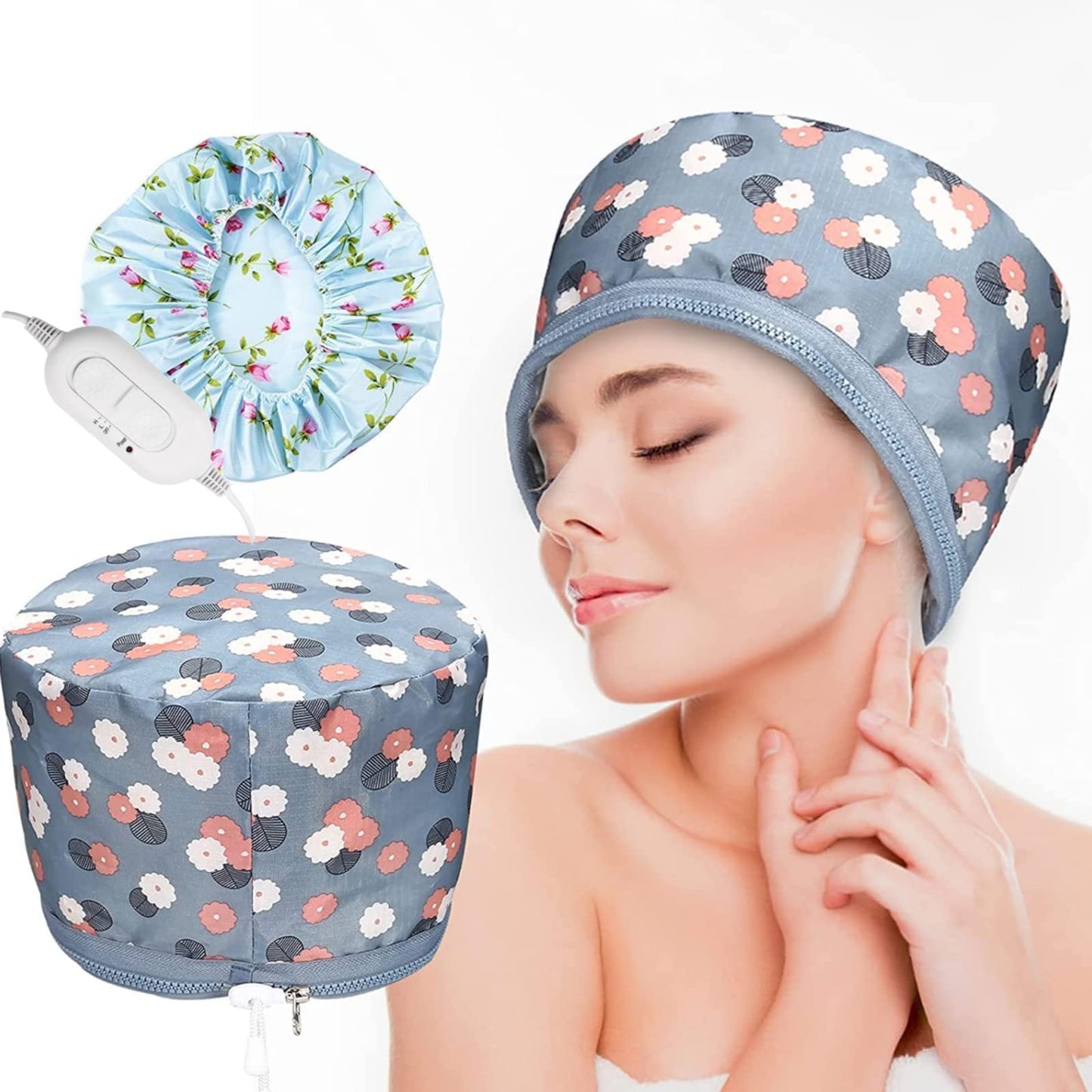 Hair Steamer Upgrade Deep Conditioning Heat Cap, Hair Steamer for Natural Hair Home Use, Thermal Cap for Hair Spa Hair Thermal Treatment - Deep Conditioning Hair Spa Cap for Home Use 2 Meter Cable