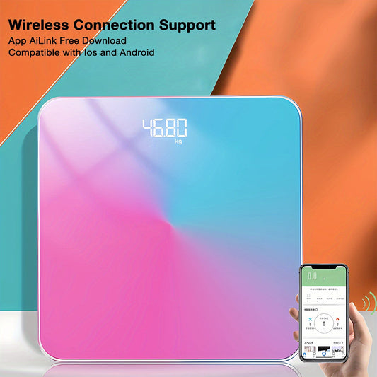 GENAI Highly Accurate Digital Bathroom Body Scale, Intelligent Digital LED Display Scale, USB Charging, Measures Weight Up To 400 Lbs, Wireless Connection With Phone, Free AiLink APP Download And Provide BMI/Body Fat And Other Data Monitoring